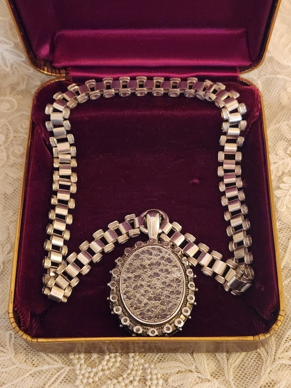 Antique Sterling Locket on Book Chain