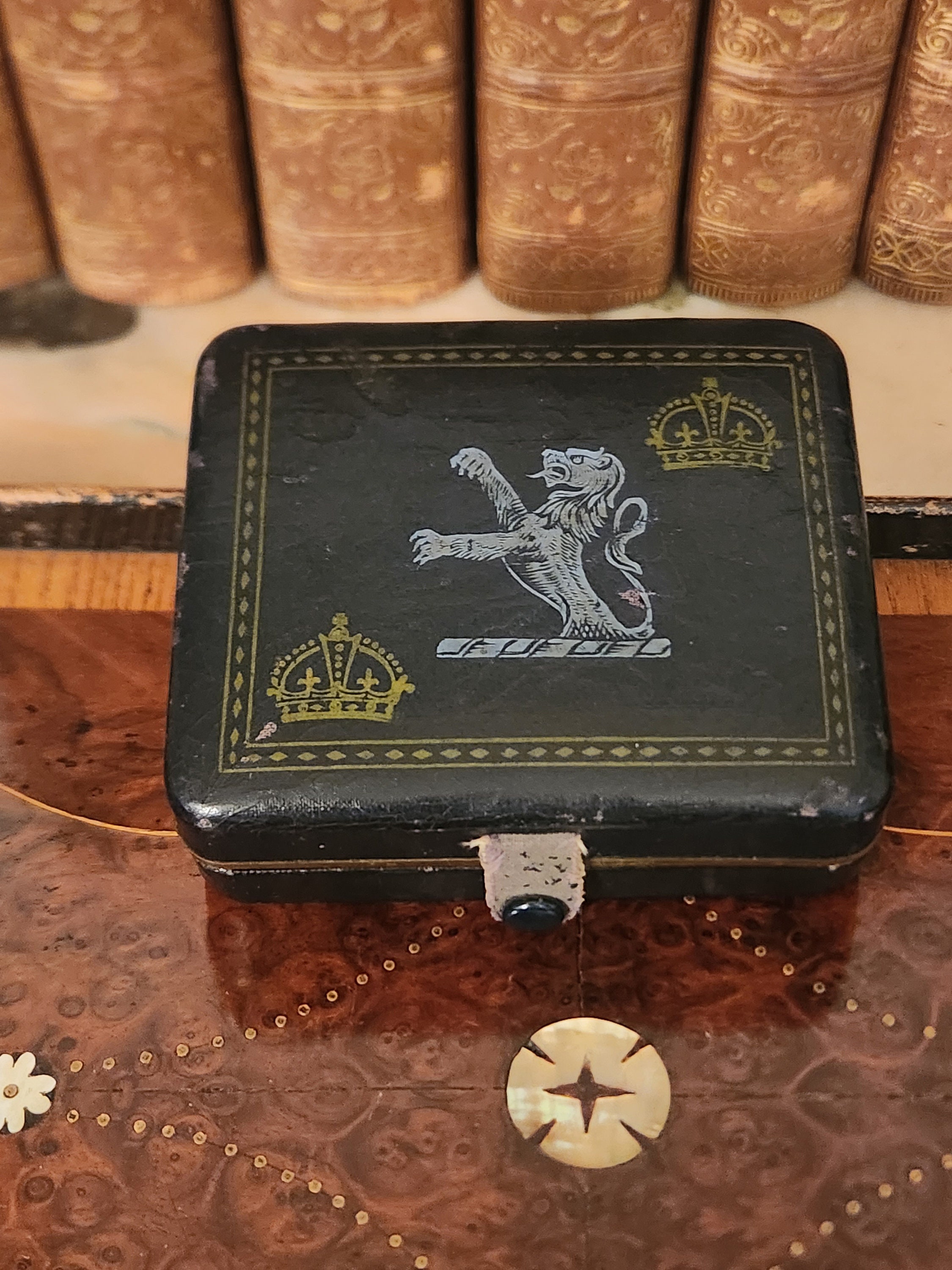 Antique Shields Jewelry Box: Gentleman's Presentation Box With Gilt ...
