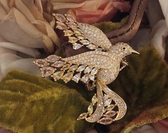 Whimsical Bird Multi Color C Z Statement Ring