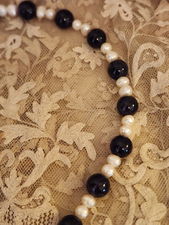 淡水真珠とアメジストのネックレス：28インチのビーズストランド