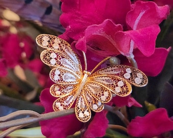 Glorious Spun 800 Silver Butterfly Brooch
