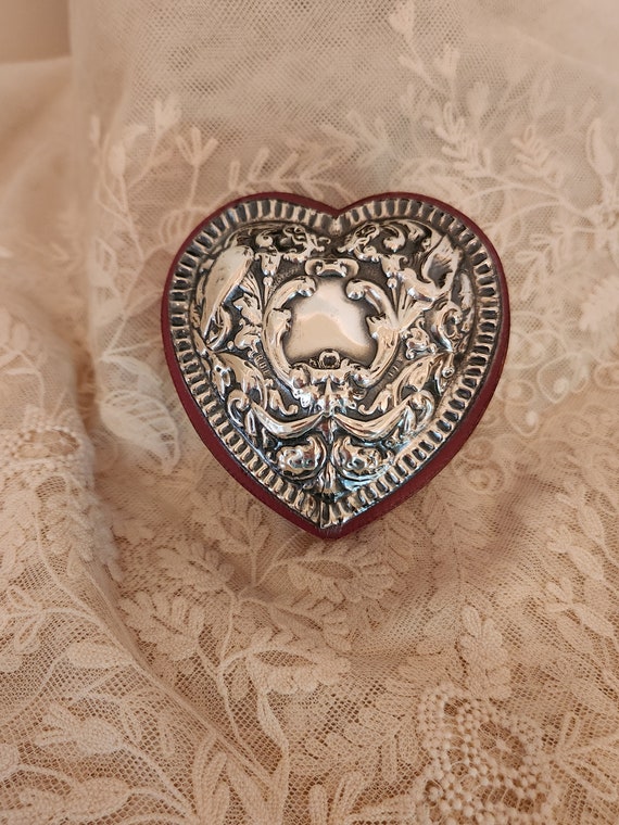 Beautiful Sterling Silver Topped Red Leather Heart