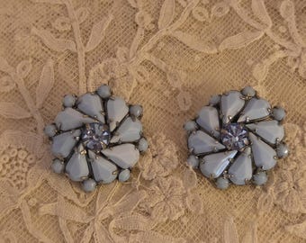 Vintage Blue Stone Clip On Earrings