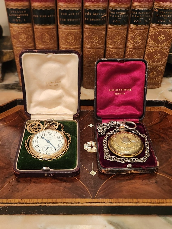 A Pair of Edwardian Pocket Watch Presentation Boxe