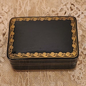 Antique Green Leather Jewelry Box: Gold Gilt Tooling, Made in Italy