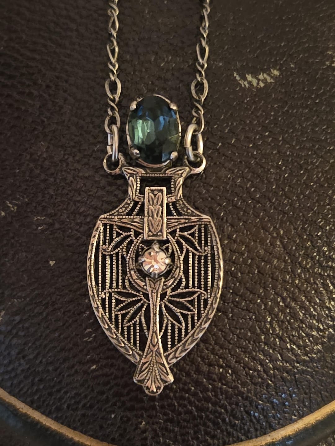 ハンドメイド ジュエリー Pididdly Links NY ペンダント Vintage Art Deco PIDIDDLY LINKS Filigree Pendant Necklace - Etsy