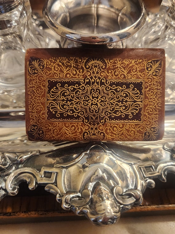 Antique Gilt Leather Coin Pouch with Single Snap C