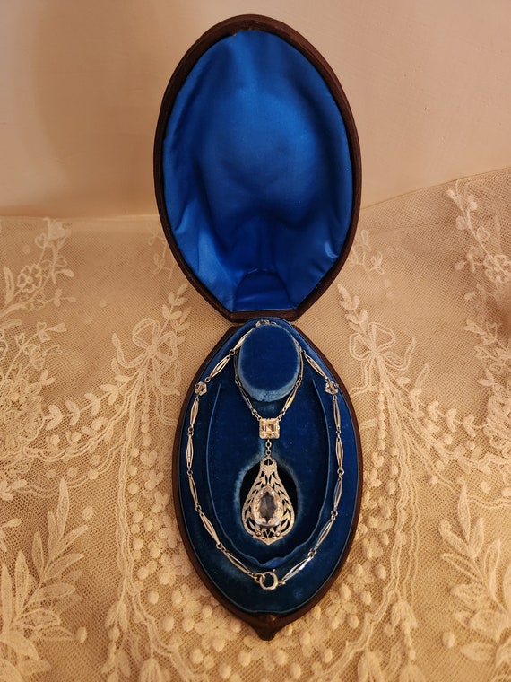 GORGEOUS Antique Edwardian Rhodium Plated Clear St