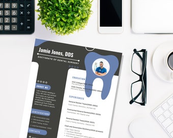 Creative Resume Template for Dental Professionals | Canva Template for Dentist Resume | Dental Hygienist | Resume | Dental Assistant Resume