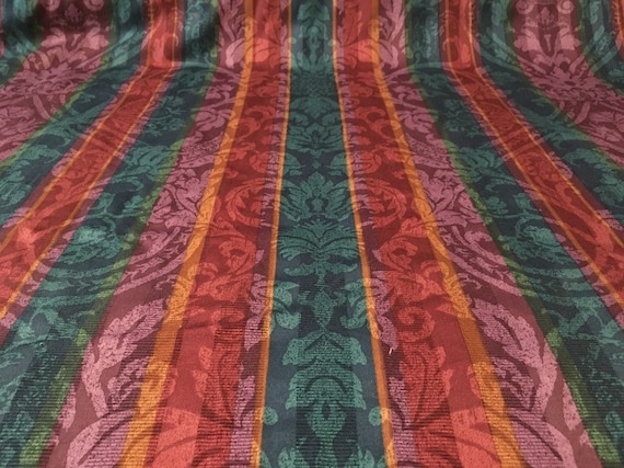 Vintage - 1993 Interior Fabric "Bogata" gem tone ribbed stripe medium weight cotton
