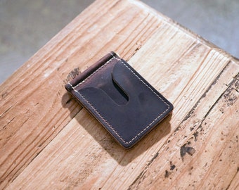 Leather Money Clip Wallet - Coffee Brown
