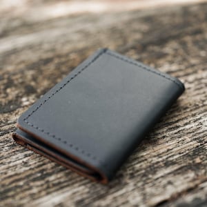 Cartera triple tradicional de cuero - Negro