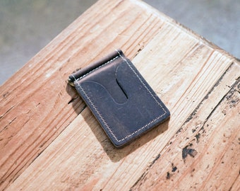 Leather Money Clip Wallet - Concrete