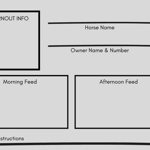 Horse Care Sheet Template | Printable Horse Stall Card | Digital Stable Management PDF