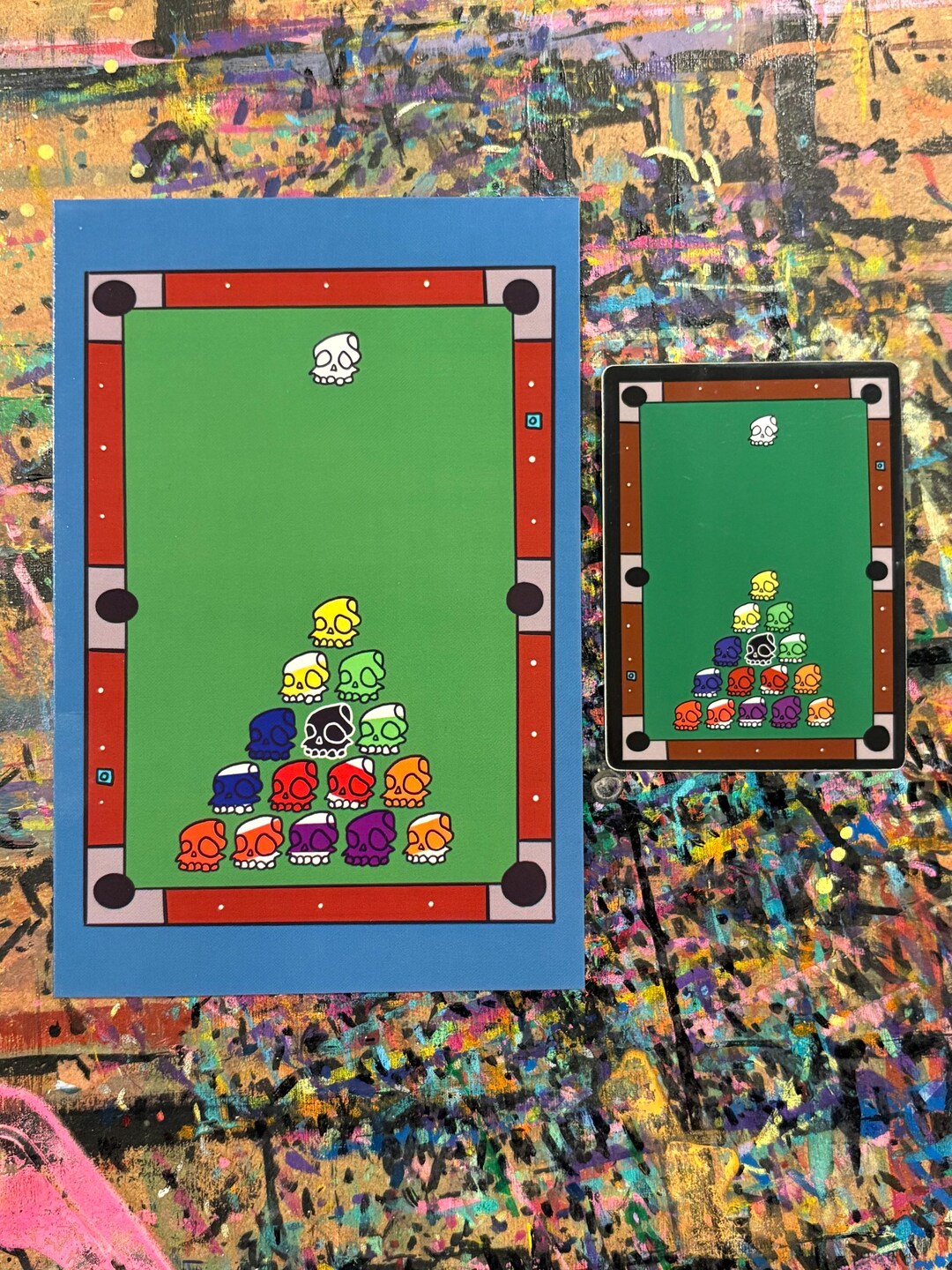 Billiards Skull Print/sticker Combo - Etsy