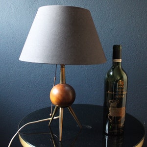 Scandinavian Modern Teak Table Lamp on Brass Tripod