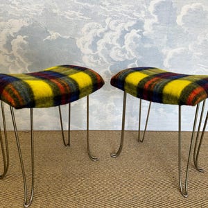 Stool 50s pin legs Vanity chair Wool  Mid Century Vintage