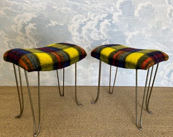 Stool 50s pin legs Vanity chair Wool  Mid Century Vintage