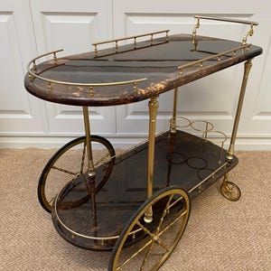 Brown ALDO TURA Bar Cart / Tea Trolly, Italian Design Classic from the 1960s with Brass Details