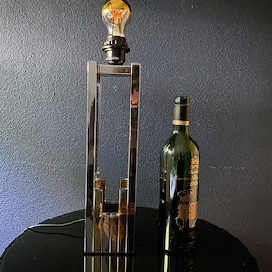 Willy Rizzo Table Lamp Mid Century Brass Chrome Hollywood Regency 70s Bicolor