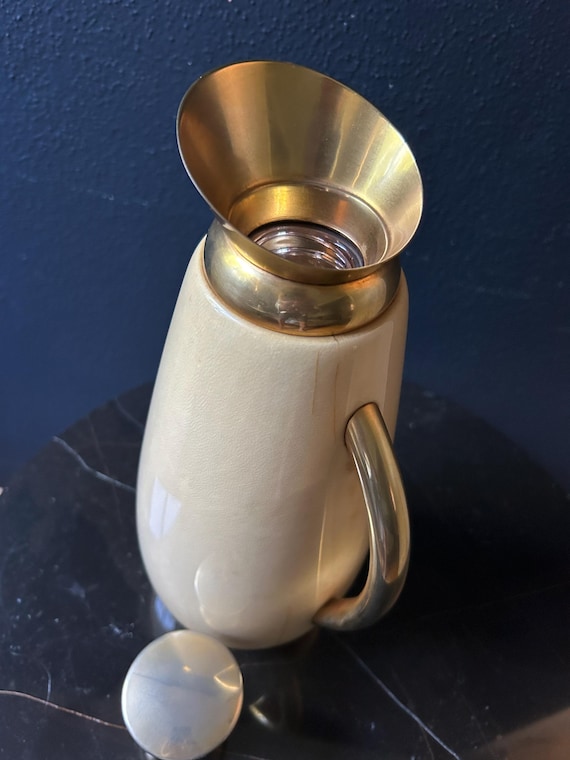 White Aldo Tura Thermos Carafe, Italy, 1960's, Hollywood Regency