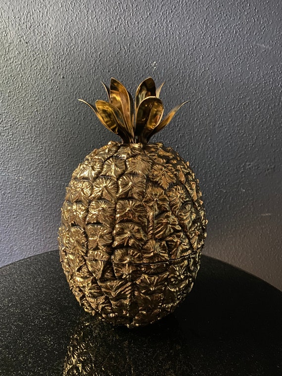 1970s Pineapple Ice Bucket Gold Vintage Hollywood Regency Etsy