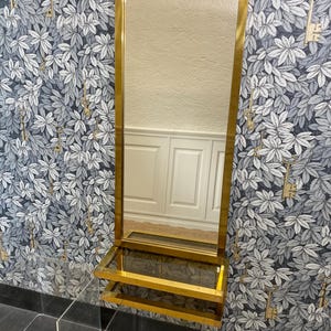 Floating Mirror console Hollywood Regency Brass 70s Mid Century Glamour