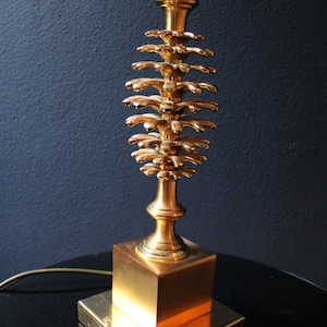 Maison Charles Gilt Pinecone Table Lamp Hollywood Regency, France, 1960s
