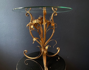 Hollywood Regency Gilt Wheat Sheaf Side Table by Hans Kögl Mid Century coffee table