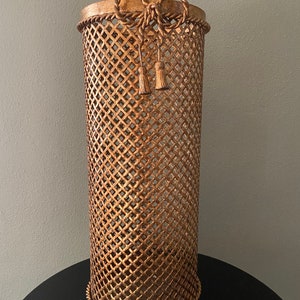 Italian Hollywood Regency Gilded  Umbrella Stand Basket by Li Puma 50s