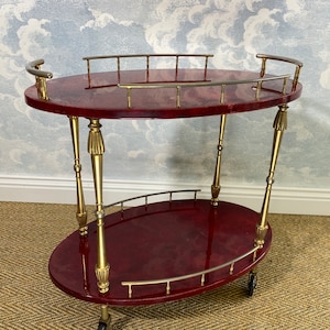Aldo Tura small side Table Cocktail trolley bar cart vintage Hollywood Regency