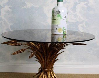 Hollywood Regency Gilt Wheat Sheaf Side Table by Hans Kögl Mid Century Coffee Table