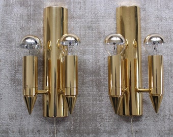 Pair brass Sconces Mid Century Vintage   Modernist  70s Sciolari Sputnik Space Age