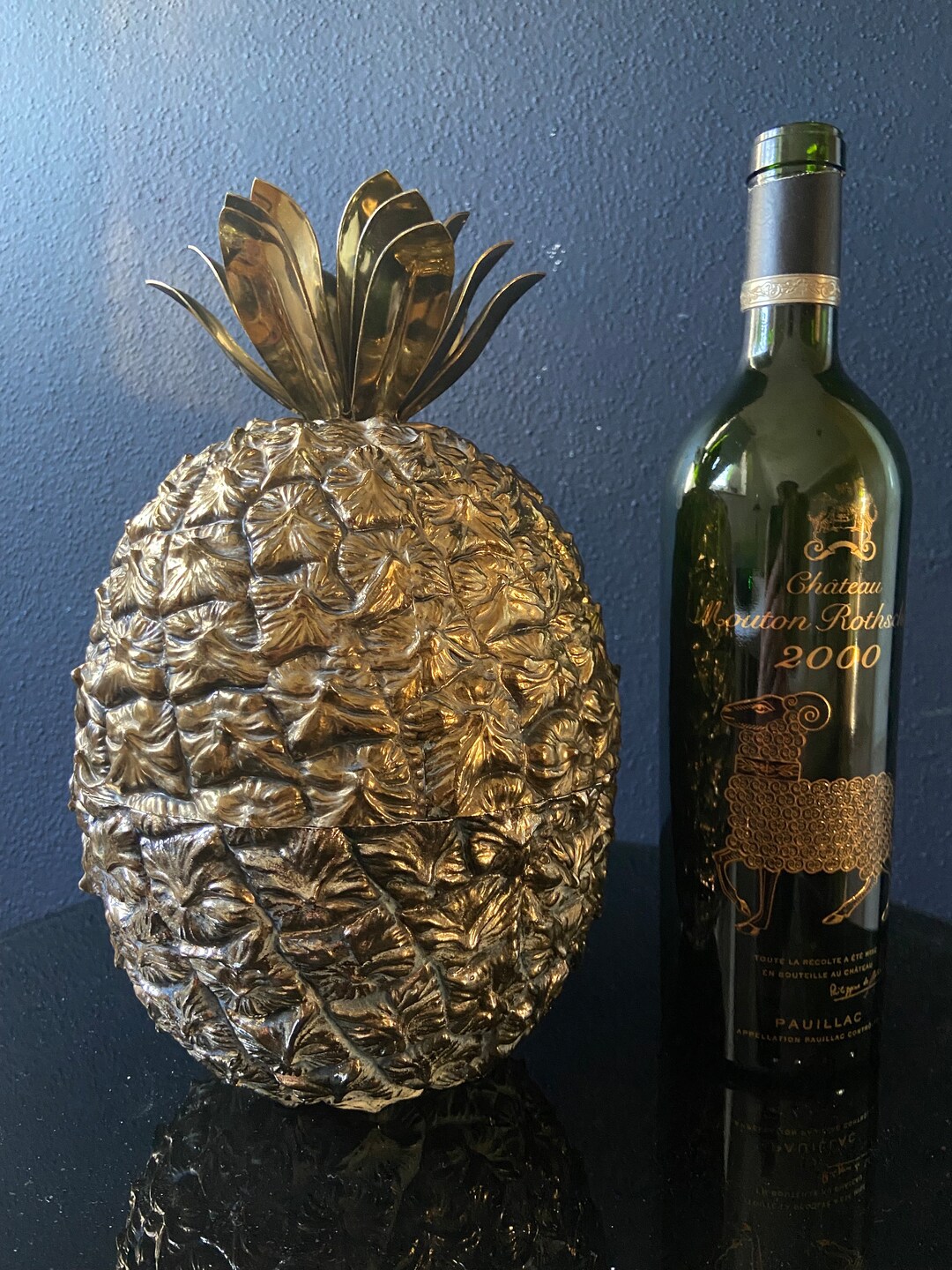 1970s Pineapple Ice Bucket Gold Vintage Hollywood Regency Turnwald Etsy