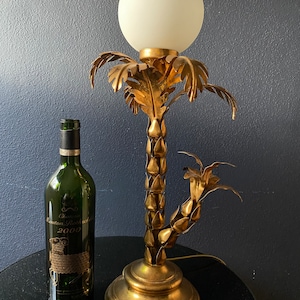 Paralume per lampada Leone tropicale su oro con palme nere, paralume grande  giungla, paralume dorato per l'arredamento della cameretta, designer  britannico, fatto a mano -  Italia