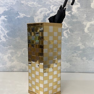 Willy Rizzo Style Italian Mid Century Hexagonal Bicolor Umbrella Stand 70s