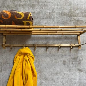 Bamboo Brass Coat Rack Vintage 40s 50s Mid Century