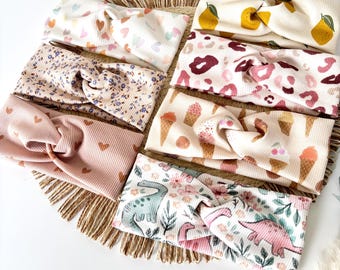 Stirnband Kinder und Babys in 11 verschiedenen Farben/Motiven aus Rib-Jersey.