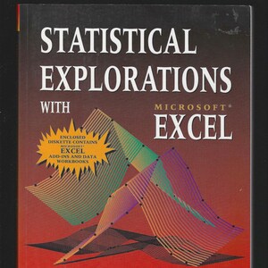May include: Book cover with the title "Statistical Explorations with Microsoft Excel". The cover features a colorful, abstract graphic of a 3D surface plot with a yellow starburst in the upper left corner. The authors' names, "Lehmann" and "Zeitz", are printed in white at the bottom of the cover.