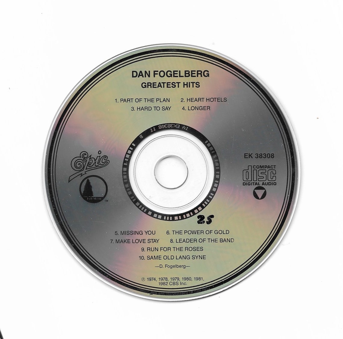 Used CD Dan Fogelberg greatest Hits 1982, CBS Epic 1980's Singer