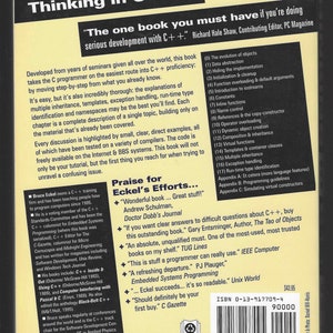 Thinking in C++ by Bruce Eckel (1995 Oversized Softcover) C++ ...