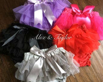 Baby Girl Ruffle Bloomers/ Tutu Bloomers/ Ruffle Diaper Cover/  Chiffon Ruffle Bloomers/Tutu Bloomers/ Newborn Ruffle Bloomers