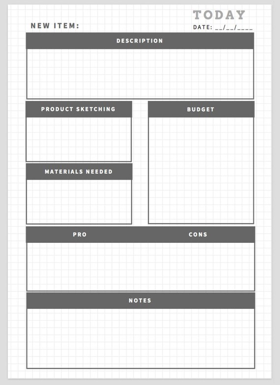 New Product Template Etsy Seller New Product Brainstorm Etsy