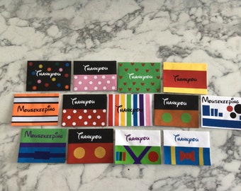 Mousekeeping-Tip envelopes-Disney trip prep-Cast member Thankyou envelopes-Handmade C7-Choose design-Pack of 5/7/10/14/21/30