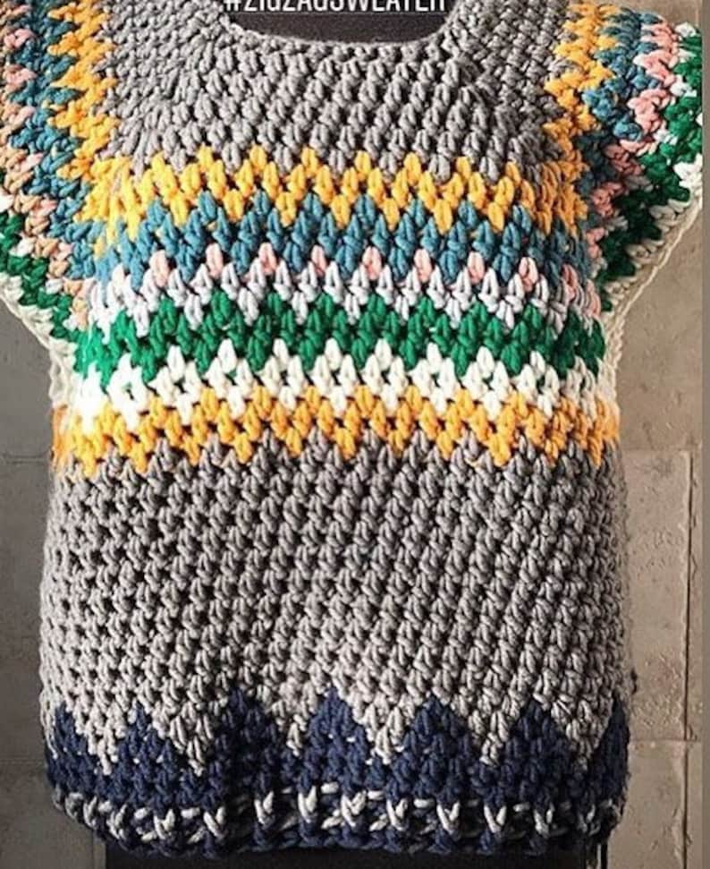 Zigzag Crochet Jumper Pattern Etsy