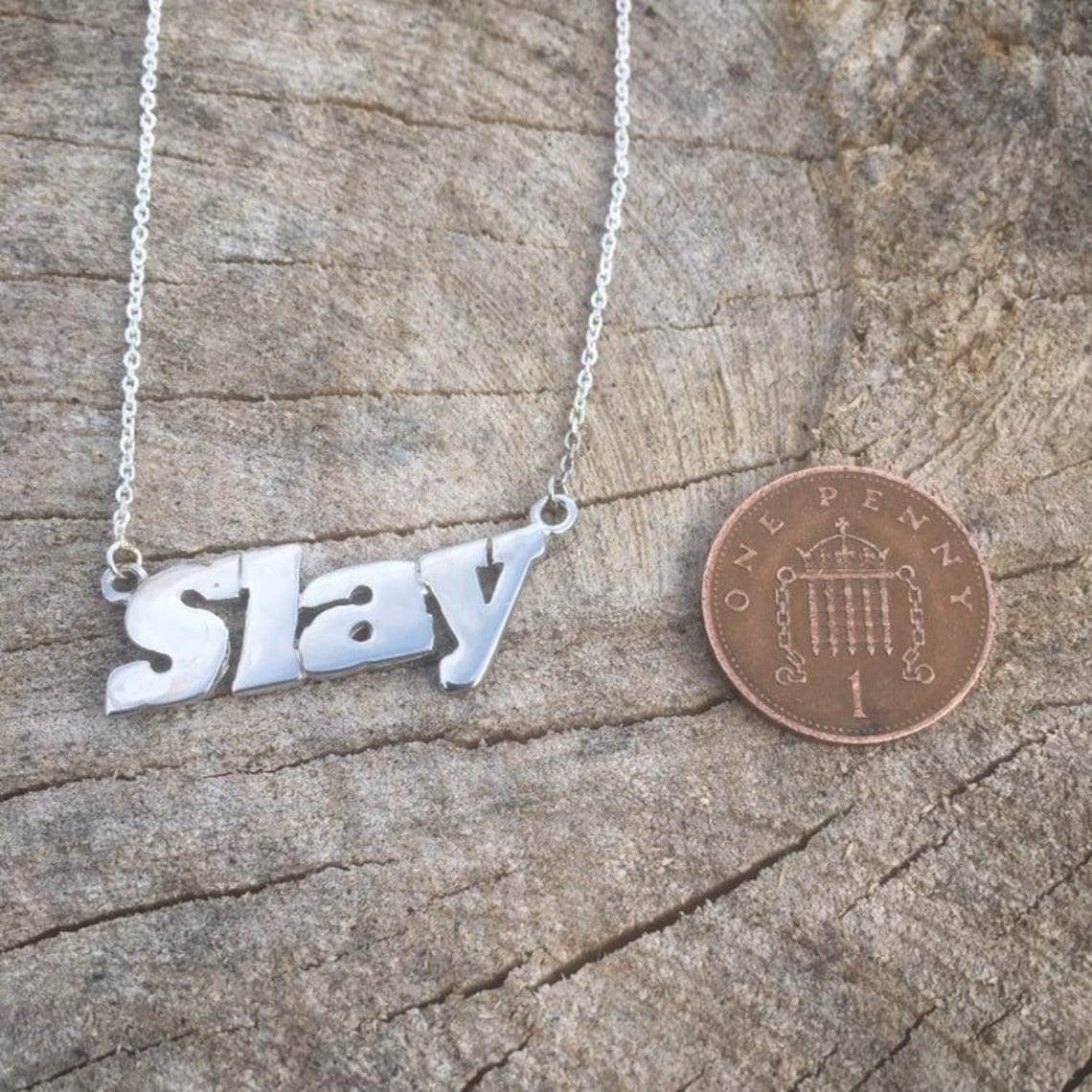 925 Sterling Silver 'SLAY' Word Necklace Slay Etsy