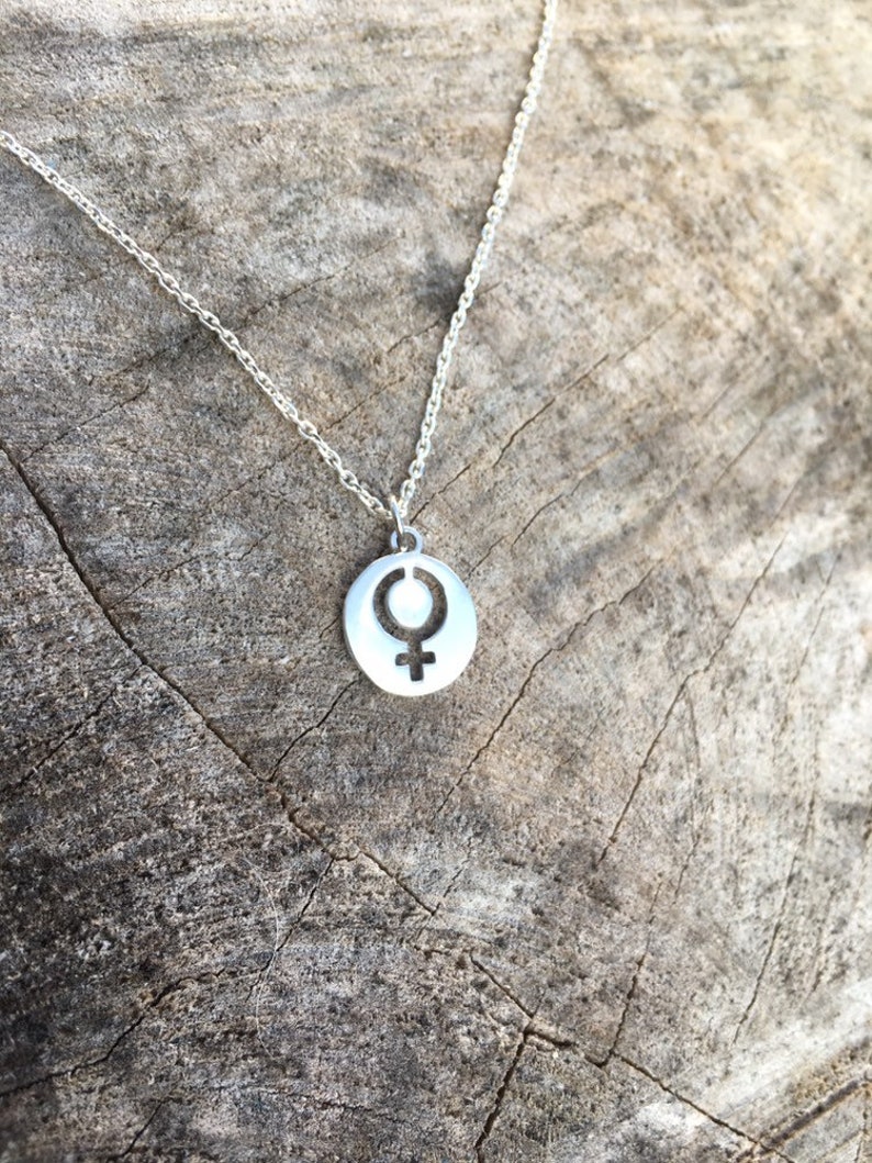 925 Silver Feminist Venus Symbol Stencil Pendant Necklace - Etsy