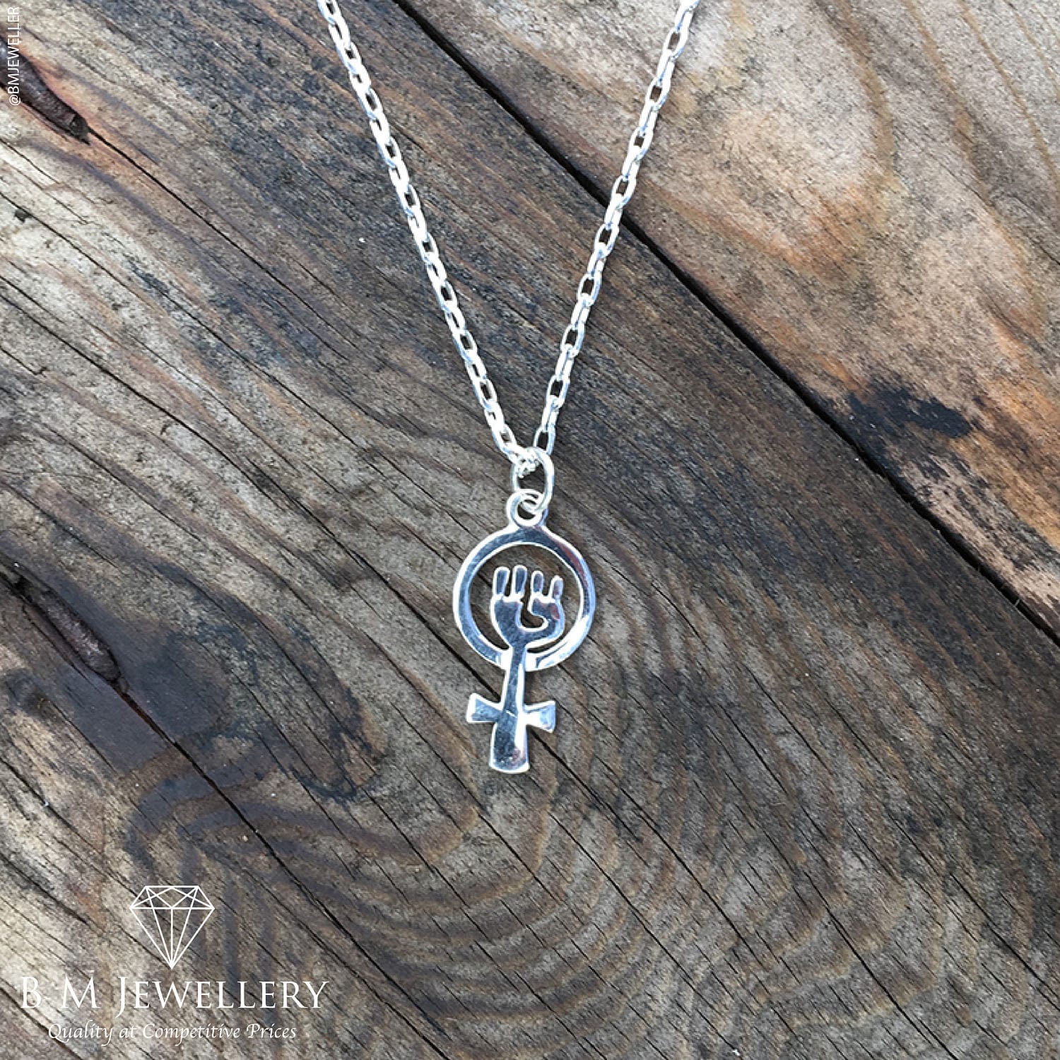 925 Sterling Silver Feminist Venus Fist Necklace |feminist