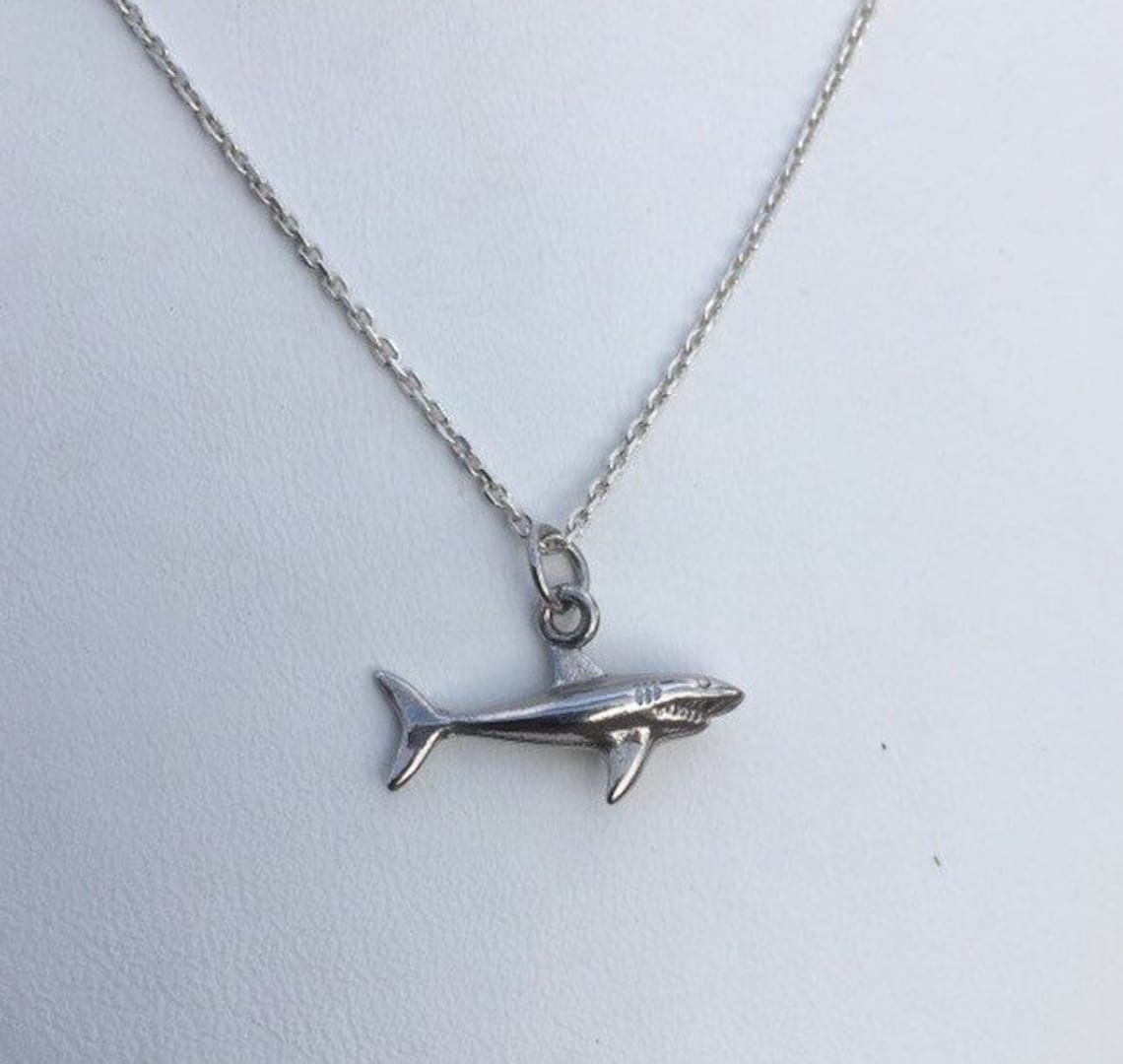 925 Sterling Silver Shark Pendant and Chain. Aquatic Great | Etsy