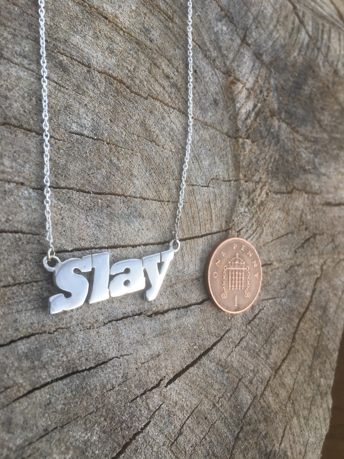 925 Sterling Silver 'SLAY' Word Necklace Slay Etsy